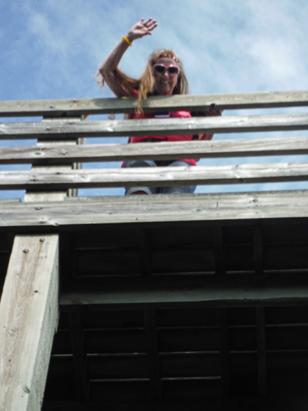 Karen Duquette at the top of the observation tower